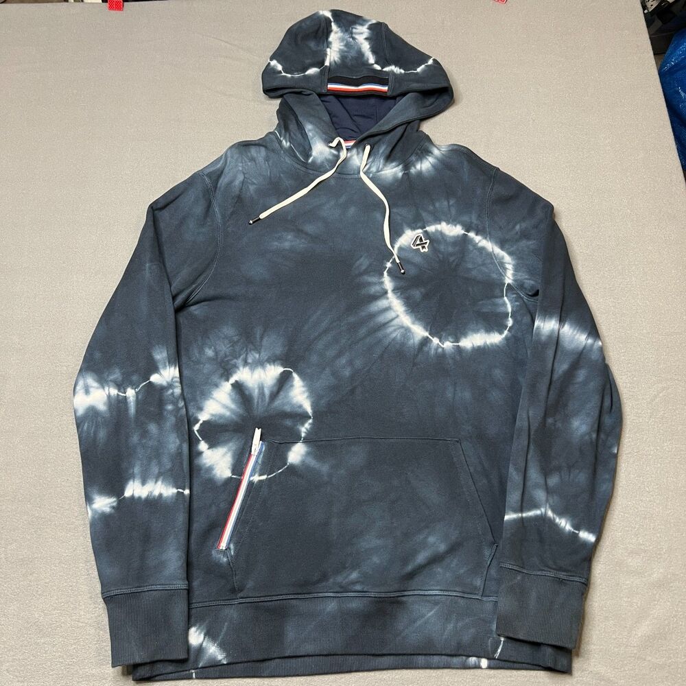 Fourlaps Rush Hoodie Mens L Blue Tie-Dye Long Sleeve Classic Drawstring Pullover